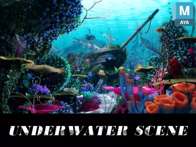 Cartoon Underwater Ship Scene 3D model