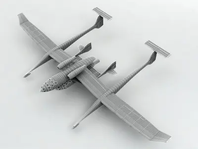 SpaceShipOne airplane with two propellers Low-poly 3D model