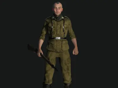3D ASIAN JAPANESE MALE  MILITARY-REALISTIC RIGGED GAME CHARACTER Low-poly 3D model