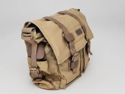 urban military style canvas leather shoulder bag 3D model