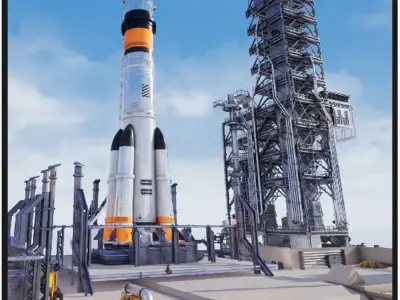 Russian Rocket Launch  Modular Environment Low-poly 3D model