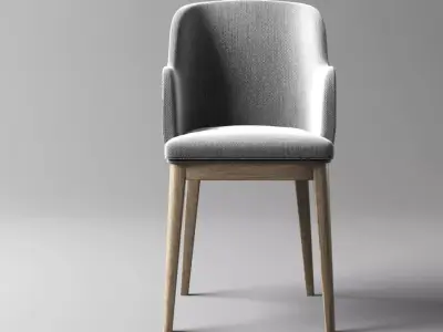 Chair dining with fabric and wooden legs Free low-poly 3D model
