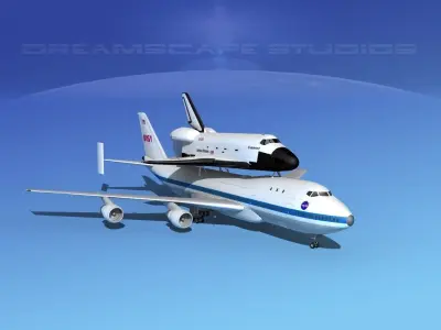 Space Shuttle Endeavour Transport LP 1-2 747 3D model