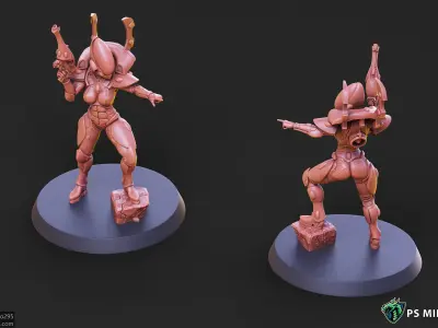 Space Elf Female Soldier Pose 2 - 8 Variants and 2 Pinups 3D print model