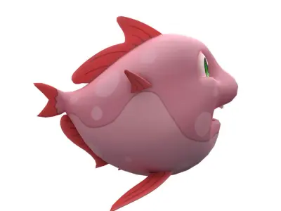 Moon Fish Cartoon Animated Low-poly 3D model