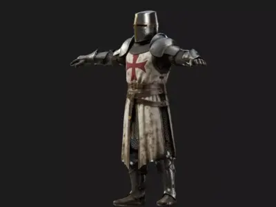Crusader Warrior Rigged Low-poly 3D model