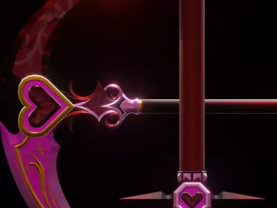 Love Corrupted Scythe Stylized Fantasy Weapon Low-poly 3D model