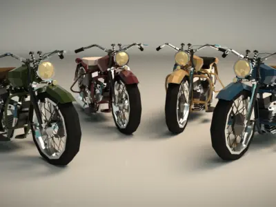 Low Poly Motorcycle 03 Low-poly 3D model