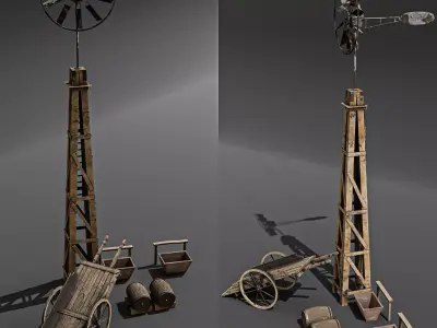 wester city detail Low-poly 3D model 01 Low-poly 3D model