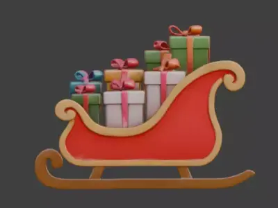 Stylized Santa Claus Sleigh 3D Model Low-poly 3D model purchase