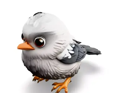 Adorable Cartoon Baby Bird 3D Model Low-poly 3D model