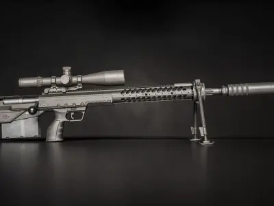 Desert Tech HTI Sniper Rifle Low-poly 3D model