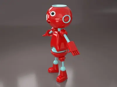 Cute Mini Robot Low-poly 3D model