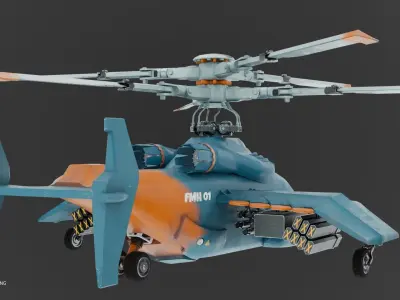 Futuristic Muscle Helicopter Low-poly 3D model
