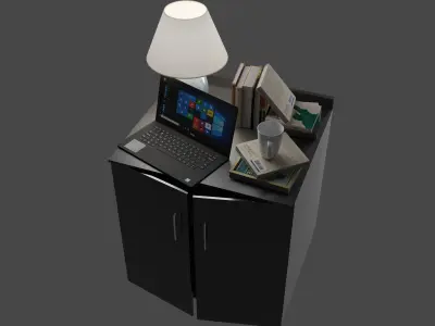 TABLE lamp and books on Free low-poly 3D model