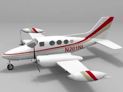 Cessna 401 Low-poly 3D model