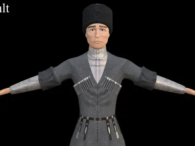 Caucasian or Cossack Character Costume Low-poly 3D model