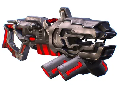 LowPoly Sci-Fi Assault Heavy Machine Gun Low-poly 3D model