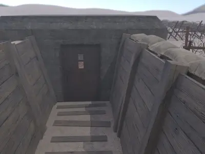 Lowpoly Modular War Trenches Kit Low-poly 3D model