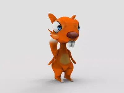 Orange Squirrel Low-poly 3D model