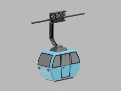 Cable Car Cartoon Low-poly 3D model