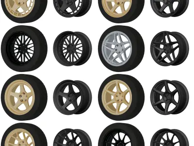 Aftermarket Car Wheels Pack Low-poly 3D model