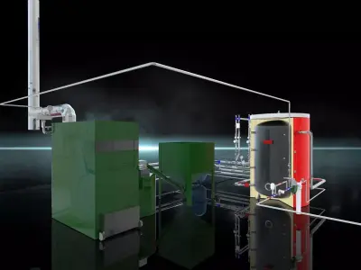 Industrial Boiler Room on wood pellets 3D model