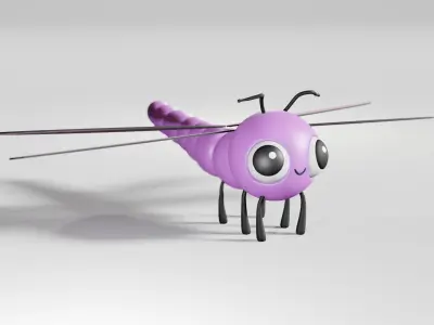 Cartoon DragonFly  Low-poly 3D model