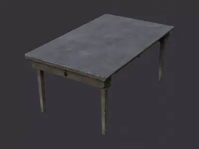 USA Barracks Wooden Table Low-poly 3D model