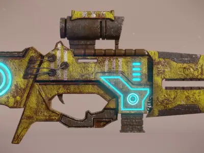 Railgun futuristic weapon Low-poly 3D model