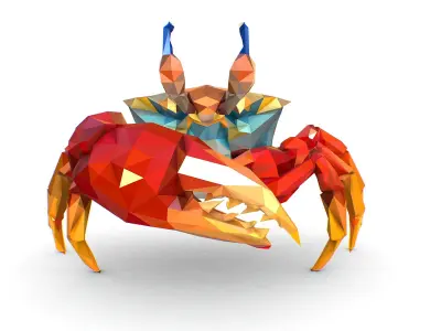 Red Sea Crab Lowpoly Art Style Low-poly 3D model
