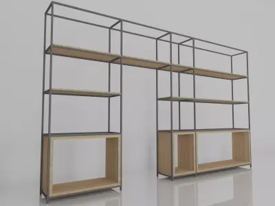office book shelf with metal 4000x2400mm Low-poly 3D model
