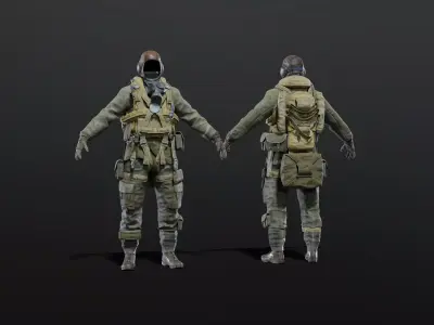 SOLDIER WWII USA Paratrooper 3D model