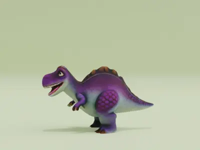 Cute Tyrannosaur Dinosaur Chibi style Low-poly 3D model