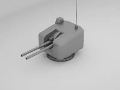 4 5 inch - 114mm QF Mark V Twin Naval Gun  3D model