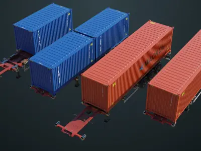 Container Carrier Trailer 02 All PBR Unity UE Textures Low-poly 3D model