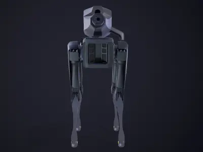 Military Robot Dog With The Rifle Gameready PBR Low-poly 3D model
