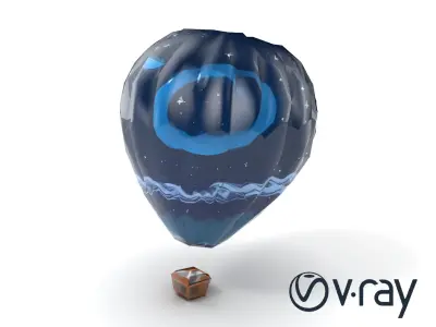 Celestial-Themed Hot Air Balloon Model Pack Low-poly 3D model