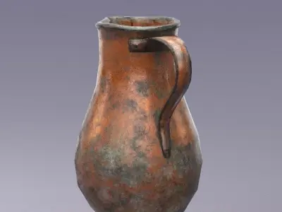 S00072 Old copper jug Low-poly 3D model