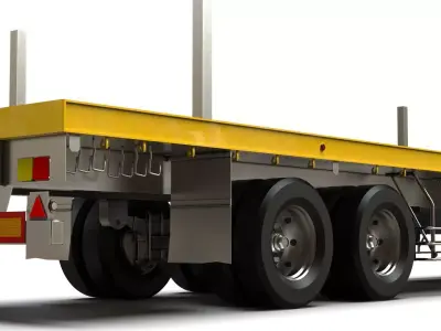 Generic Flatbed Semi-Trailer Truck 12M 3D model