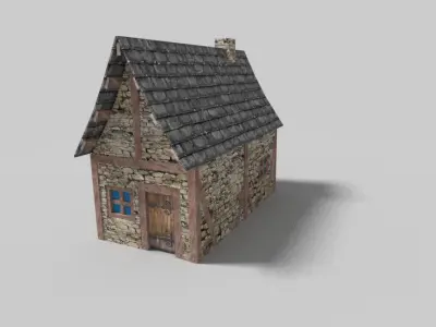 low poly medieval cottage Low-poly 3D model