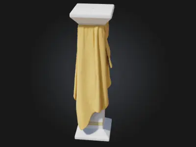 Golden Drape Pedestal  A Regal Stage for Precious Displays 3D model
