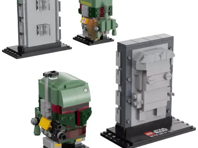 Lego Brickheadz - 41498 Boba Fett and Han Solo in Carbonite 3D model