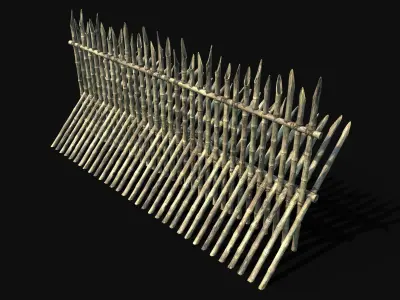 BAMBOO PALISADE FENCE WALLS SURVIVAL FORT GUARD CONSTRUCTION AAA Low-poly 3D model