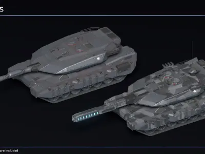 Scifi Leopard 3 MBT Low-poly 3D model