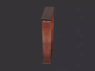 Ornate Wood Window Frame with Rusted Hinges Low-poly 3D model