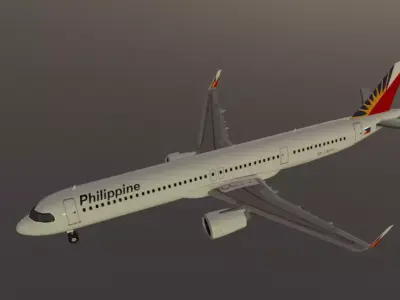 Philippine airlines airbus a321neo low poly 3D Model  Low-poly 3D model