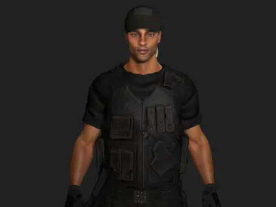 AAA 3D REALISTIC AFRICAN MALE CHARACTER-ARMY MILITARY ACTION WAR Low-poly 3D model