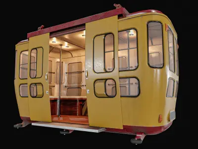 Vintage Cable Car Low-poly 3D model