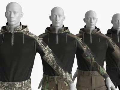 Combat Uniform 4 Colors Low-poly 3D model